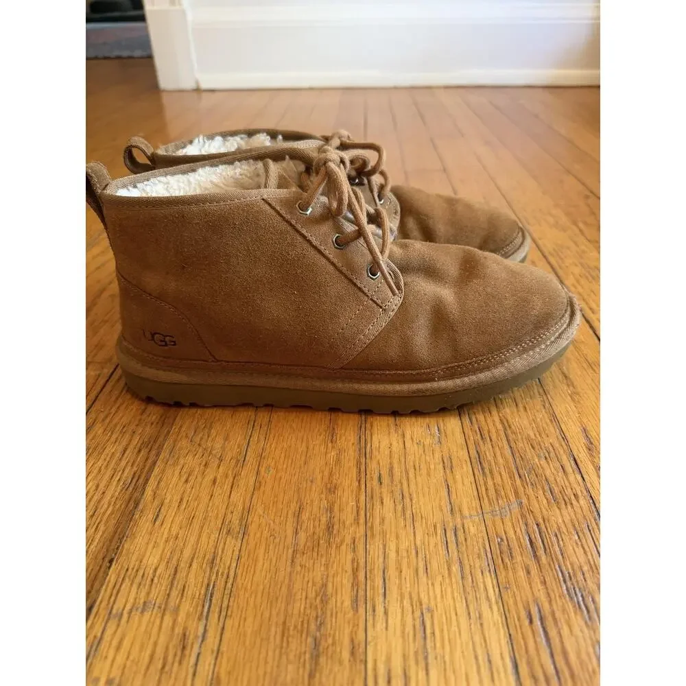 UGG Boots Mens Size 10 Brown Suede Chukka Shearling Lined Ankle Lace Up